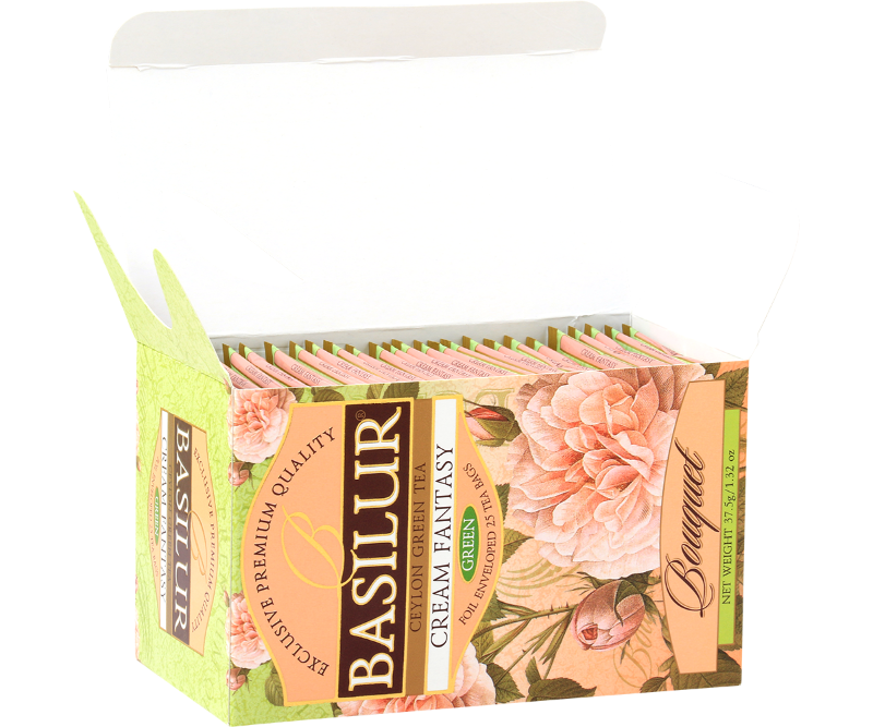 Bouquet Cream Fantasy Strawberry & Vanilla Green Tea - 25 Enveloped Tea Sachets