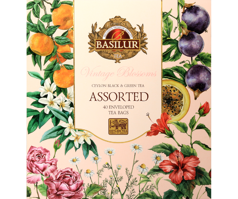 Basilur Tea - Vintage Blossoms Assorted Gift Box - 40 Enveloped Tea ...