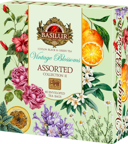 Basilur Tea - Vintage Blossoms II Assorted Gift Box - 40 Enveloped Tea ...