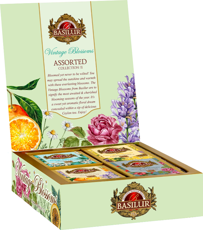 Basilur Tea - Vintage Blossoms II Assorted Gift Box - 40 Enveloped Tea ...